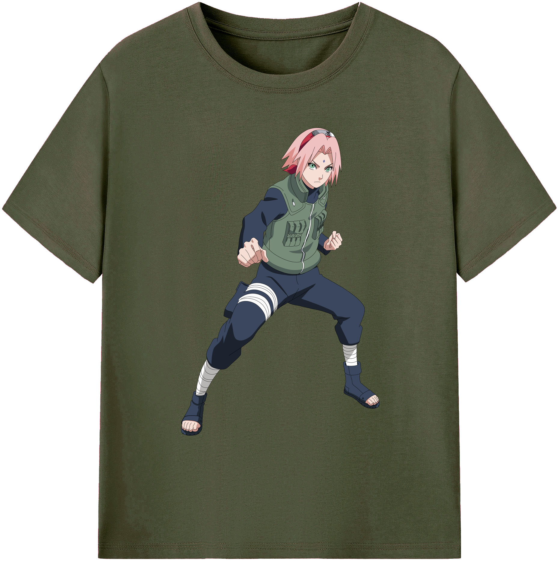 （画像用） NARUTO -ナルト- 春野サクラ Haruno Sakura 綿100％ メンズ半袖Tシャツ｜肌触りやわらか＆通気性
